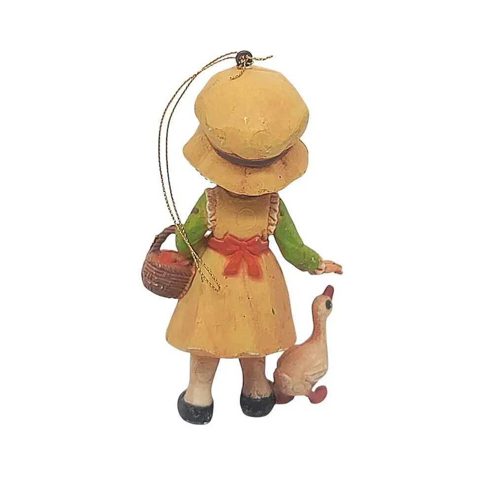Vintage 1983 Bradford Novelty Just For You Goose Girl Christmas Ornament 3.5